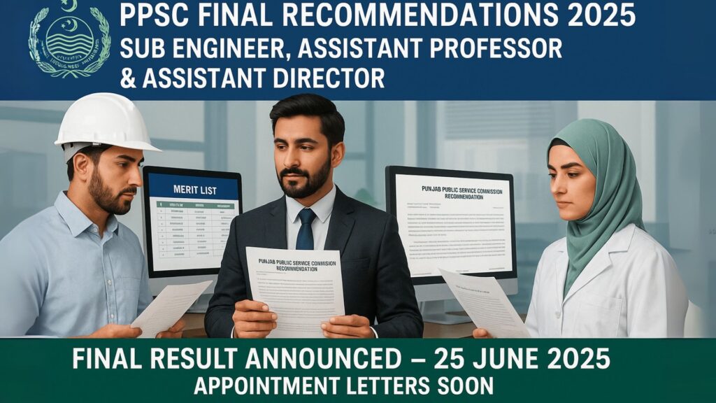 PPSC Final Result 2025 – Check Merit List for Sub Engineer and Professor Posts