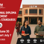 Punjab University IQTM Diploma 2025 banner showing campus building, ISO course list, and admission deadline.