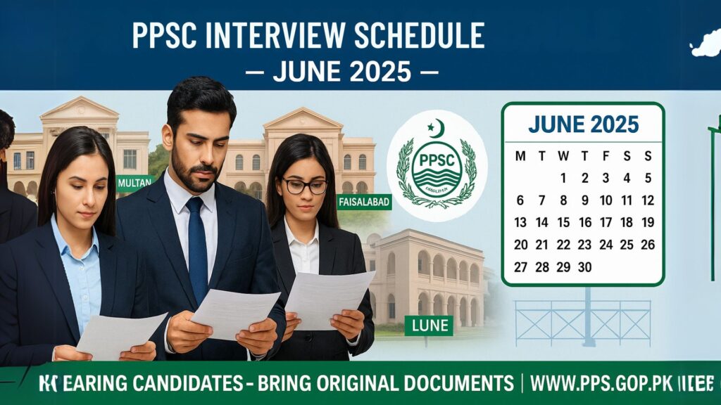 PPSC Interview Schedule June 2025 by Post and City