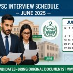 PPSC Interview Schedule June 2025 by Post and City