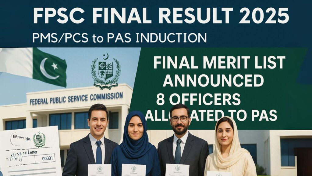 "FPSC Final Result 2025 – PMS/PCS to PAS Induction Merit List and Statistics"