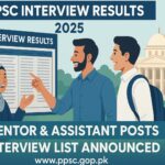 PPSC Interview Result June 2025 – Mentor & Assistant Posts in Social Welfare Department