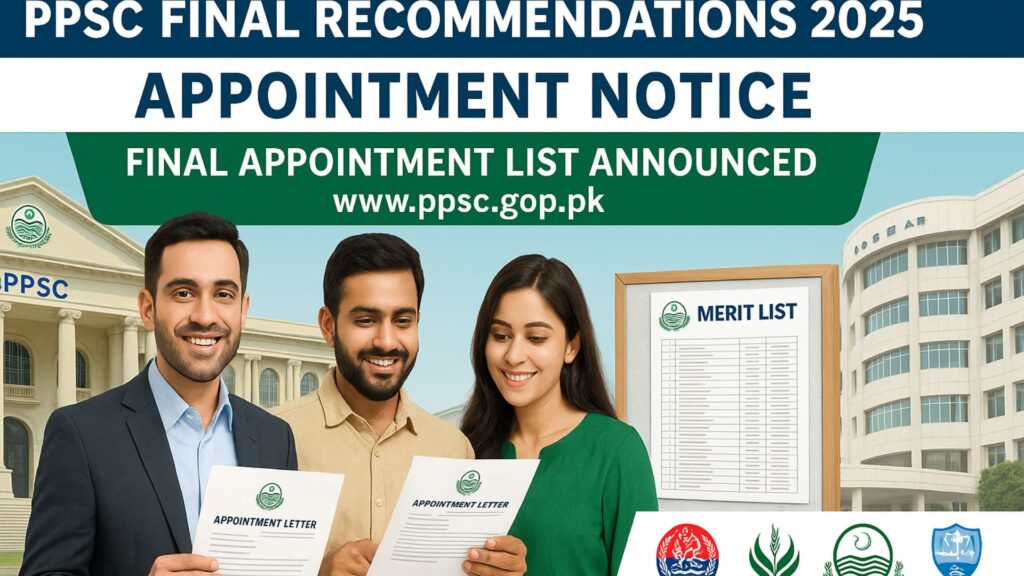 PPSC Final Result 2025 – Appointment Lists for Various Punjab Government Jobs