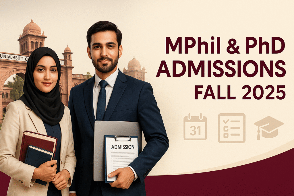 Students at Punjab University of Lahore attending MPhil/PhD admissions seminar