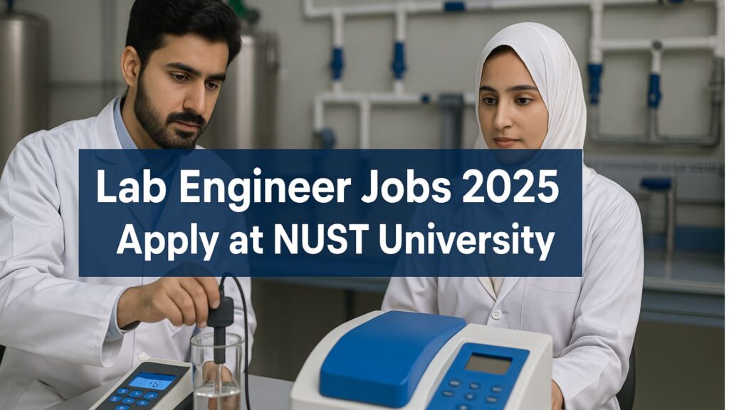 title="Exciting NUST University Jobs 2025 – Apply Online Today" Pakistani engineers working in an environmental lab at NUST, representing NUST University jobs 2025 opportunities