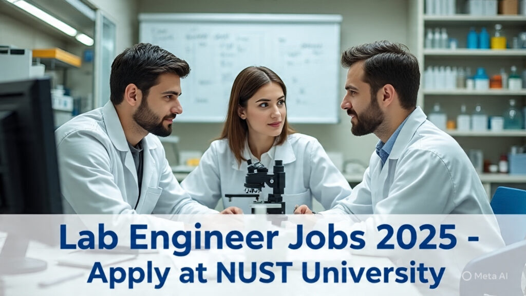 Pakistani engineers working in an environmental lab at NUST, representing NUST University jobs 2025 opportunities